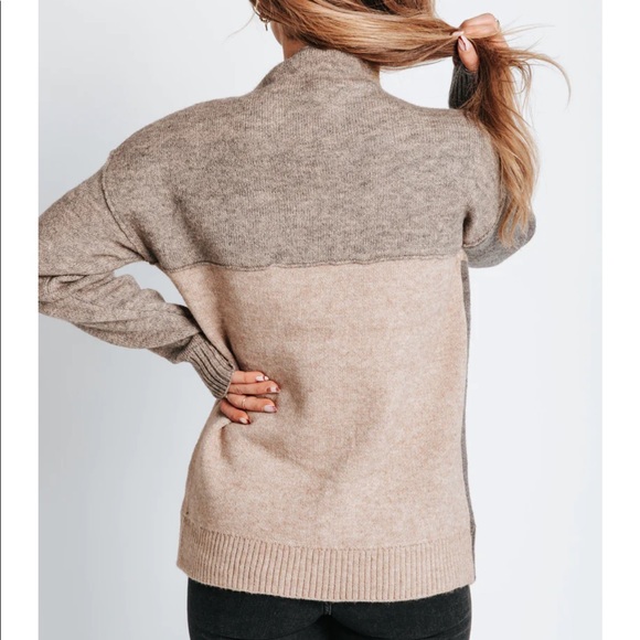 The Samuel Color Block Sweater in Stone - Picture 10 of 12